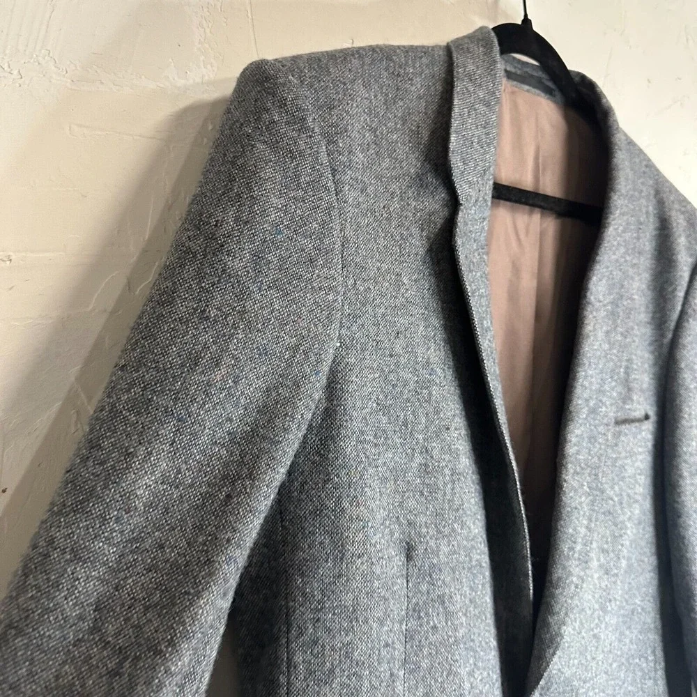 John Molloy Donegal Tweed Mens 42 R Wool Sport Coat Blazer Jacket Leather Button